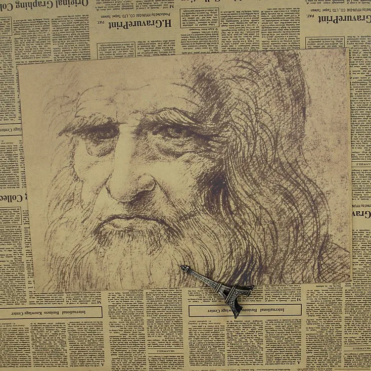 Портрет винтажной фотобумаги с эскизом да Винчи | Дом и сад