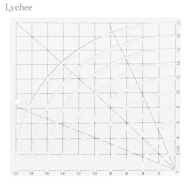 Lychee 20x20 см Лоскутная линейка прозрачный акриловый материал долбежный сантиметр
