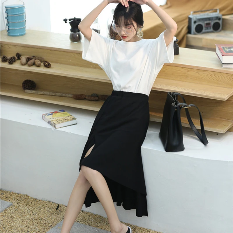 Юбки женские модные 2019 Женская юбка одежда до середины икры Длина кофта с