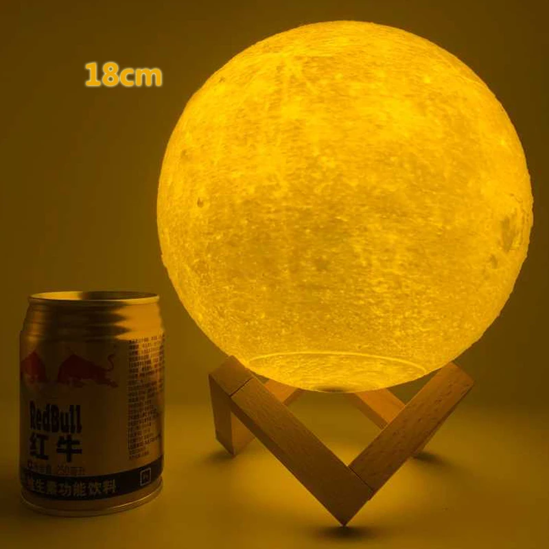 Rambery Moon Lamp 3D Printing Night Light Rechargeable 3 Color Faucet Lights 16 Color Changing Remote Control Lamp LED Moon Sun