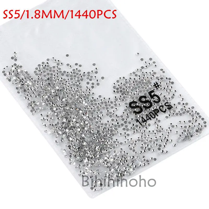 SS3-SS8 1440 шт. с плоской задней поверхностью для маникюра кристаллы, стразы для дизайна ногтей, 3d-украшения для ногтей DIY Стекло драгоценные камни AB прозрачные украшения