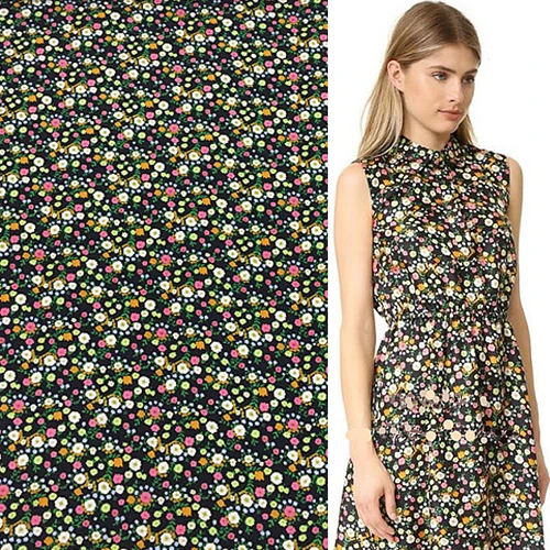 Mimi цветочный принт 100% шелк крепдешин шелковая ткань не прозрачная SCDC936|Ткань| |