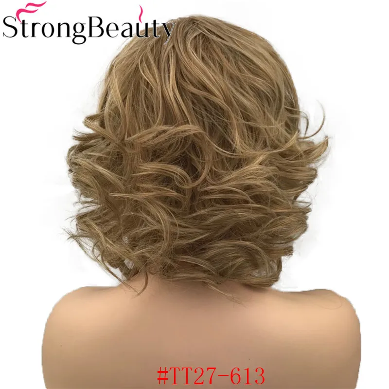 StrongBeauty синтетический парик фронта шнурка Средний кудрявый натуральный парик светильник коричневый/серый Омбре волос