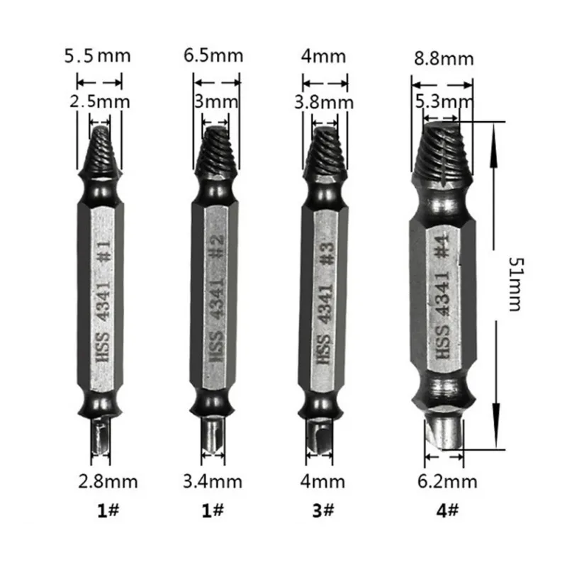 4 шт. двухсторонний поврежденный Винт экстрактор сверла болт шпилька