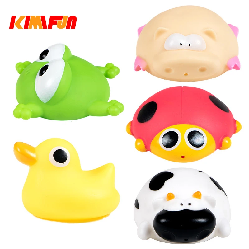 KIMIFUN 1 шт. милые животные Плавающие сжимаемые звучащие детские игрушки для ванной