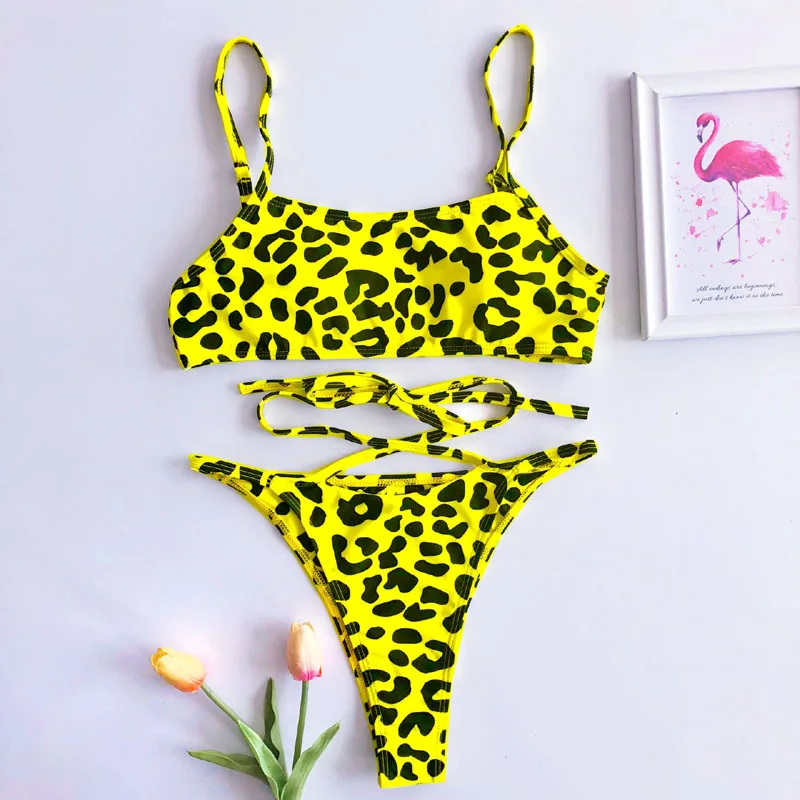 Купальник женский леопардовое бикини с высокой талией|Купальники| |