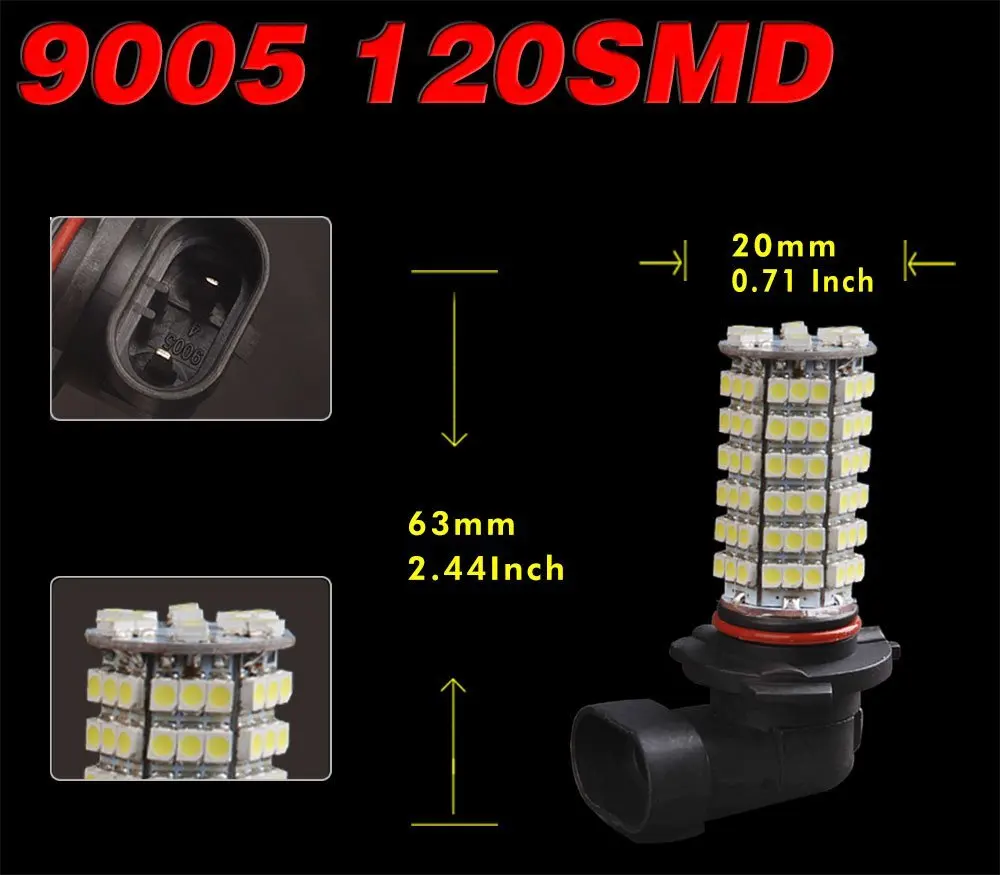 Par Hb3-9005 10w 700lm 6500k 120-светодиодная лампа Luz Branca Farol Neblina Milha Drl 6000K | Автомобили и