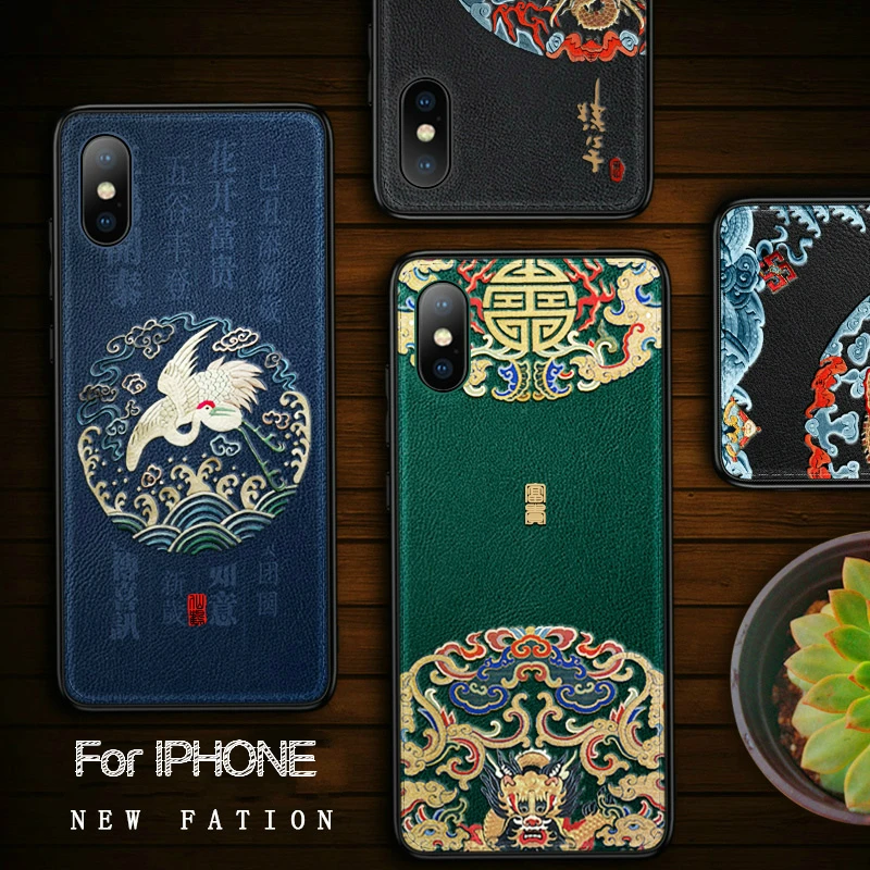 CENMASO, китайский дизайн, ультра тонкий мягкий кожаный чехол-накладка для IPhone 11 Pro Max, винтажный Чехол в китайском стиле
