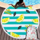 Круглый пляжный коврик 150 см с фруктами, летнее банное полотенце, коврик для йоги, настенный гобелен с завязкой, рюкзак, сумка, накидка в бикини