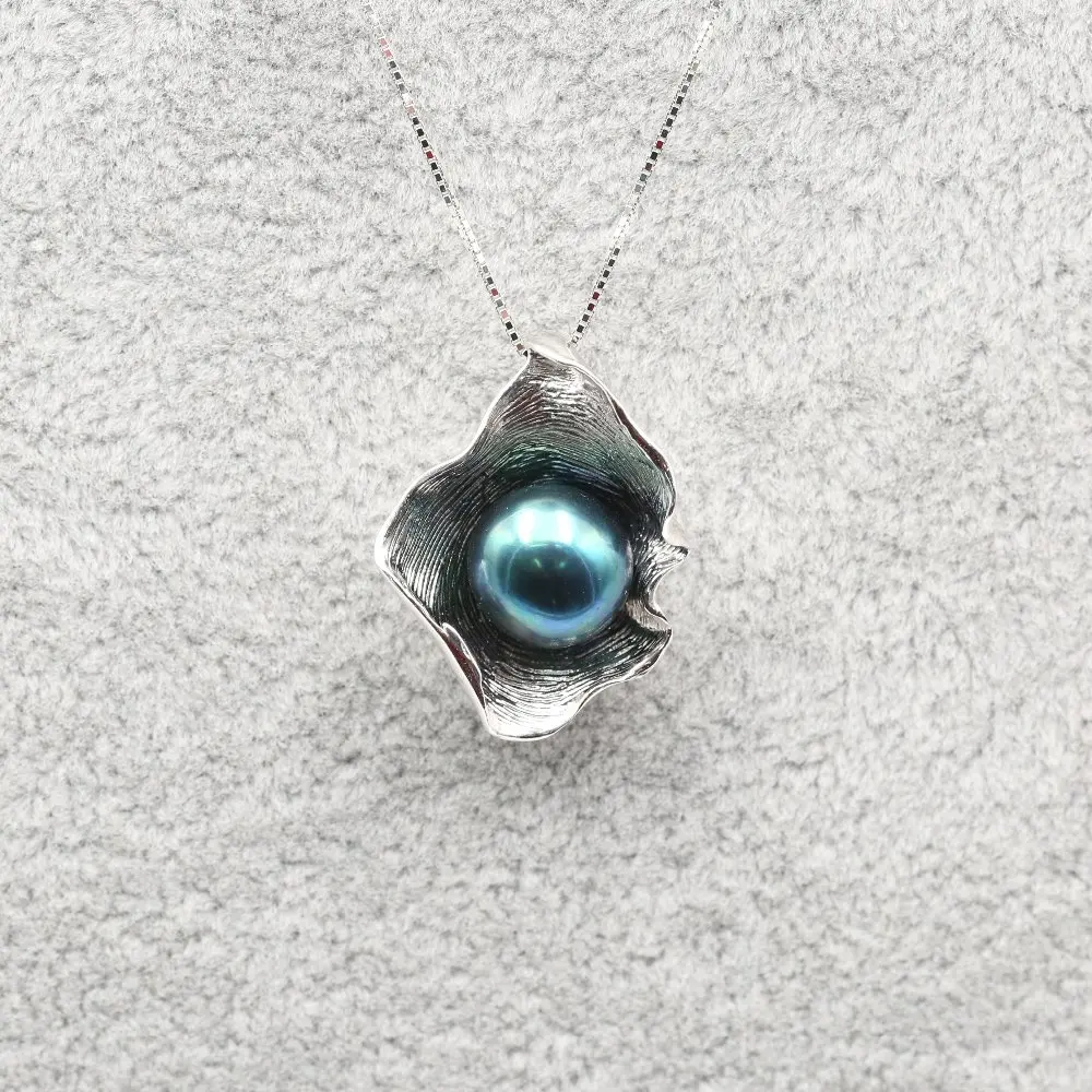 Колье с жемчужной подвеской в виде ракушки 9 5 10 мм серебро 925 пробы|necklace designer|necklace