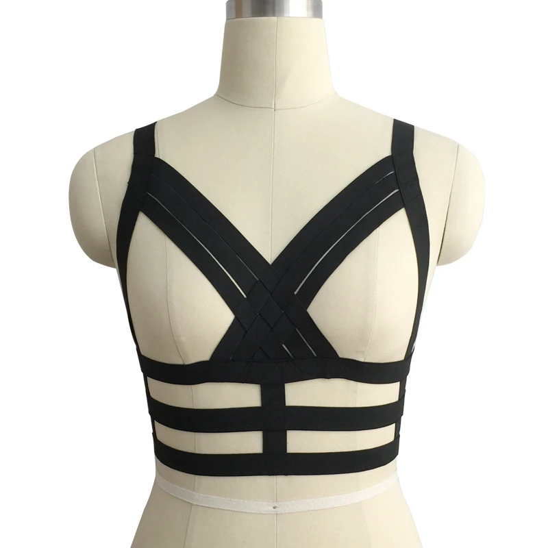 Бюстгальтер в стиле клетки на бретельках Топ милосердия By Malice 90's готическое