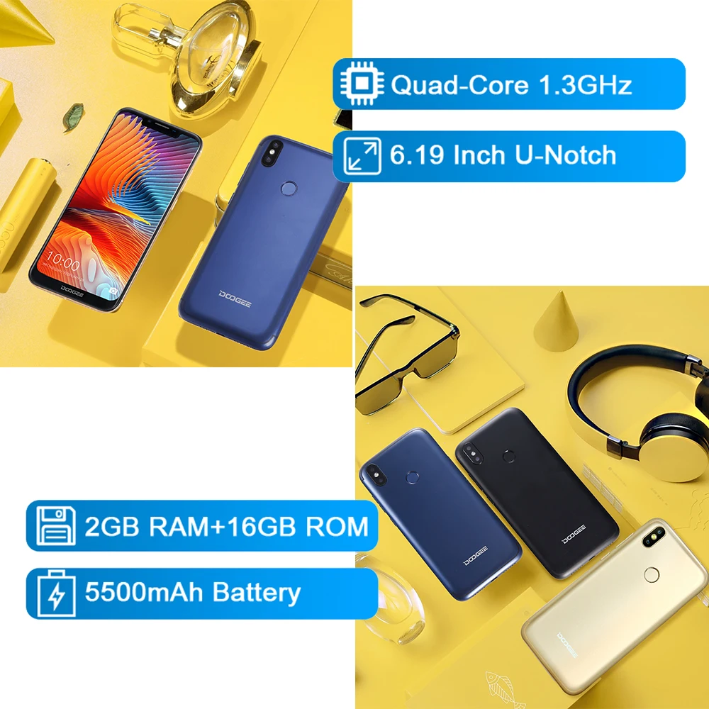 Новый u-образный DOOGEE BL5500 Lite смартфон 6 19 дюймов MTK6739 четырехъядерный 2 Гб ОЗУ 16 ПЗУ