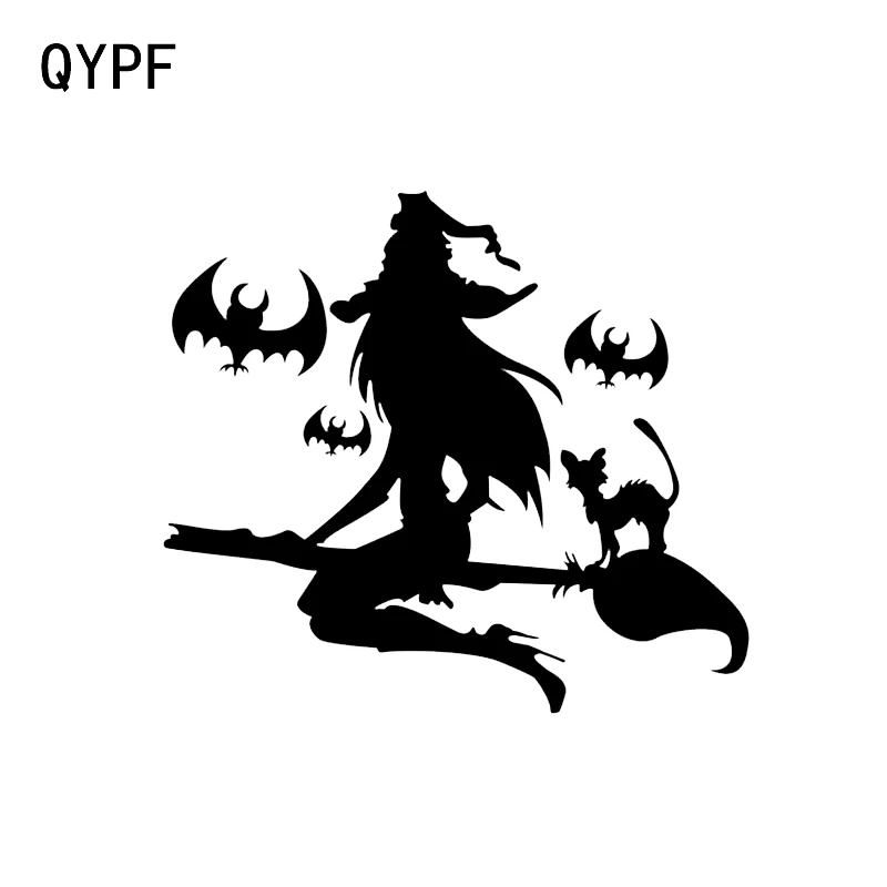 QYPF 15*13 4 интересные наклейки на Хэллоуин летучая мышь ведьма Декор Автомобильные