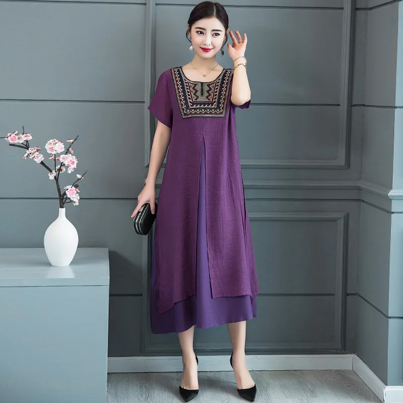 Мода 2018 новые летние женские Платья повседневные поддельные два предмета хлопок