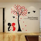 Дерево акации Акриловые Кристаллы стерео наклейки на стену гостиная милая пара детская спальня вход домашний Декор 3D наклейки искусство