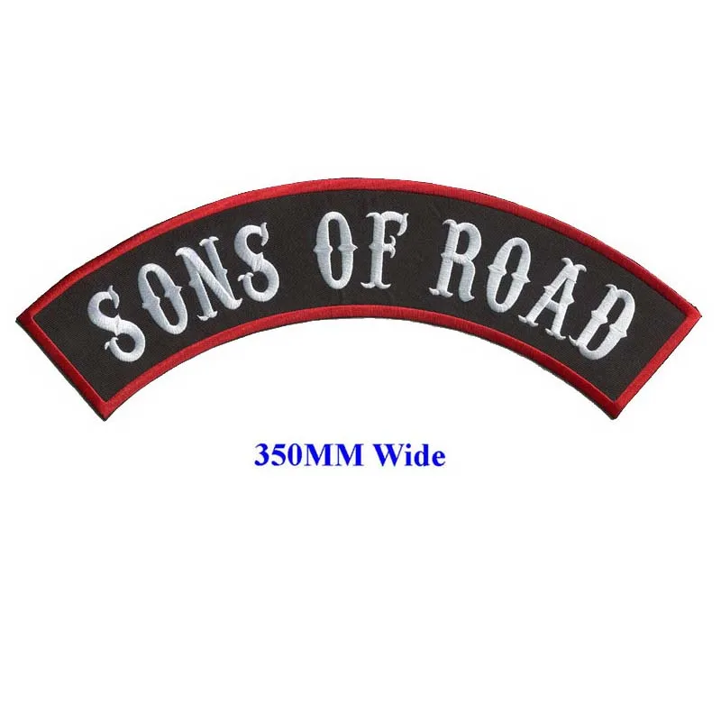 Мотоциклетные байкерские нашивки SONS OF ROAD вышитые термоклейкие для полной спины