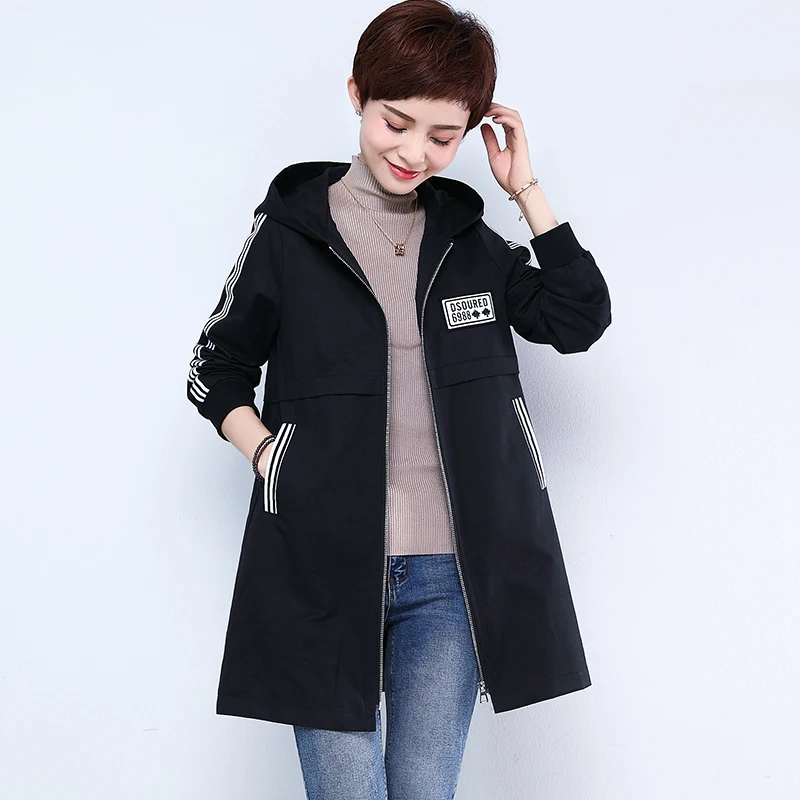 Женское пальто с капюшоном и надписью из чистого хлопка Размеры M - 5XL | Женская