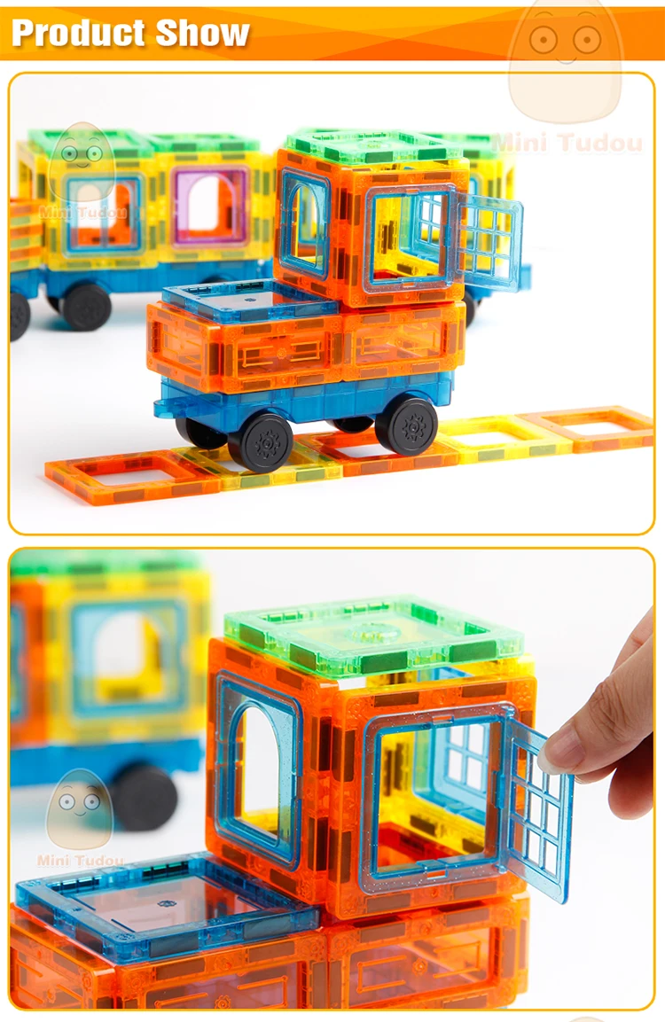 46-72PCS Transparente Magnetic Tiles Magnetic Constructor Technic Building Block Girls Toys Enlighten Toy For Children