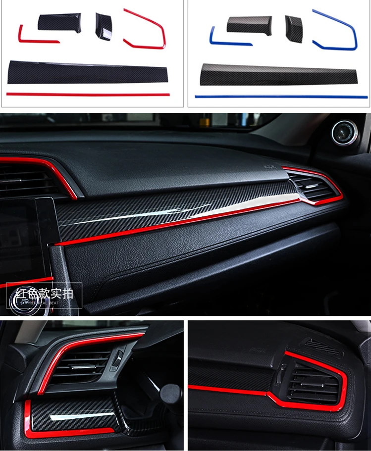 Фортепиано красный Интерьер Литье крышка ABS Decroation крышка планки для Honda Civic 10th LHD стайлинга автомобилей