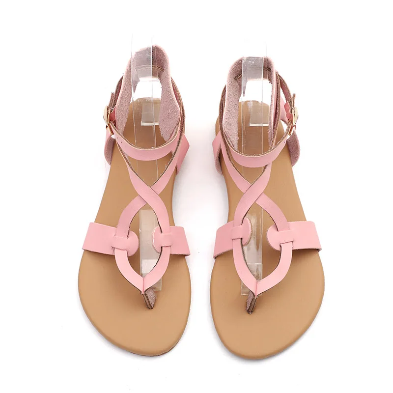 Женские сандалии гладиаторы на плоской подошве Летняя женская обувь пляжная