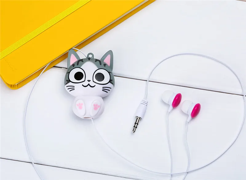 Милые наушники Kawaii с сыром, котом, медведем, пандой из мультфильма, выдвижные MP3 MP4 наушники для samsung, htc, Xiaomi, для IPhone 5, 5S, 6 S plus
