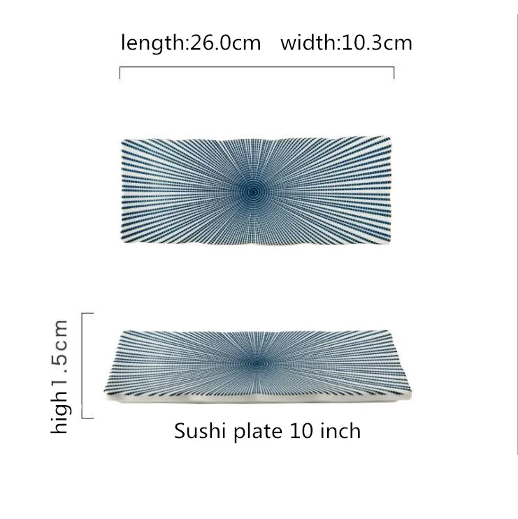 Sushi plate Голубое годовое кольцо обеденная тарелка керамическая кухонная тарелка посуда набор блюд рисовый салат лапша миска суп кухонный инструмент для приготовления пищи - Цвет: Sushi plate