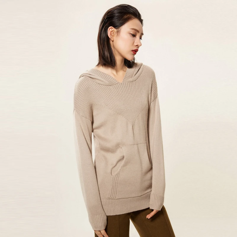 2018 spring autumn new style knitted women cashmere sweater long sleeve wool pullovers high quality warm female hooded | Водолазки