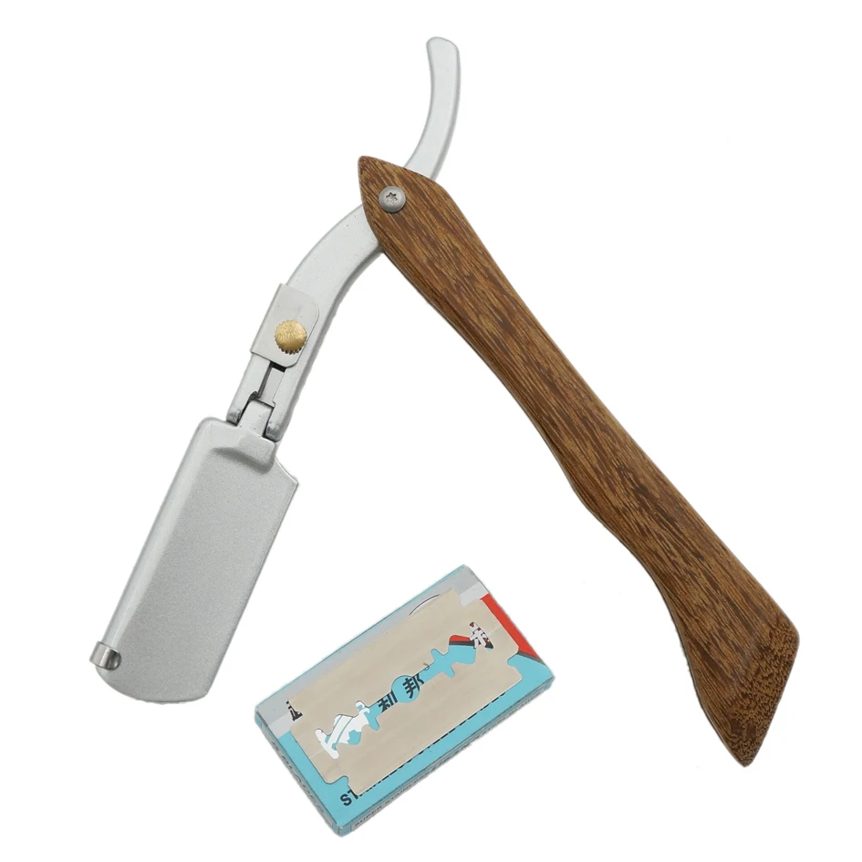 razor and blade Бритва для бритья с ручкой из розового дерева, Профессиональная парикмахерская Бритва для волос, косметический нож для бровей, Мужская бритва для бритья, высокое качество - Цвет: razor and blade