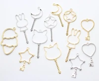 3pcs key open bezel pendant magic wand charm blank charms for kawaii uv resin crafts magical girl jewelry anti fade plating