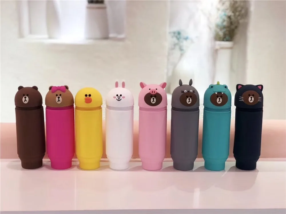 Pencil Case 3D Cartoon Cute Pen Telescopic Silicone Case Bag Multi-functional Stationery Pencil Bag