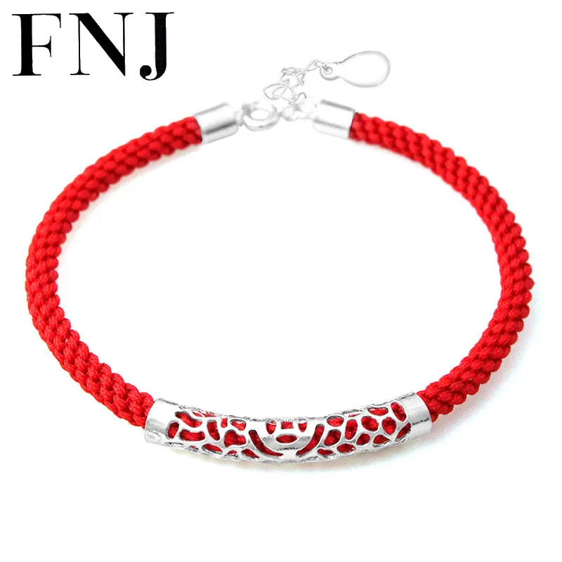 Женский браслет из серебра 100% пробы с Красной веревкой | Украшения и аксессуары