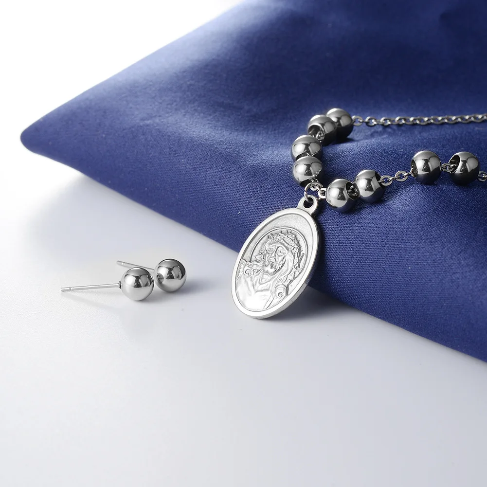 Женское ожерелье серьги Ювелирные наборы из нержавеющей стали цепочка бисера