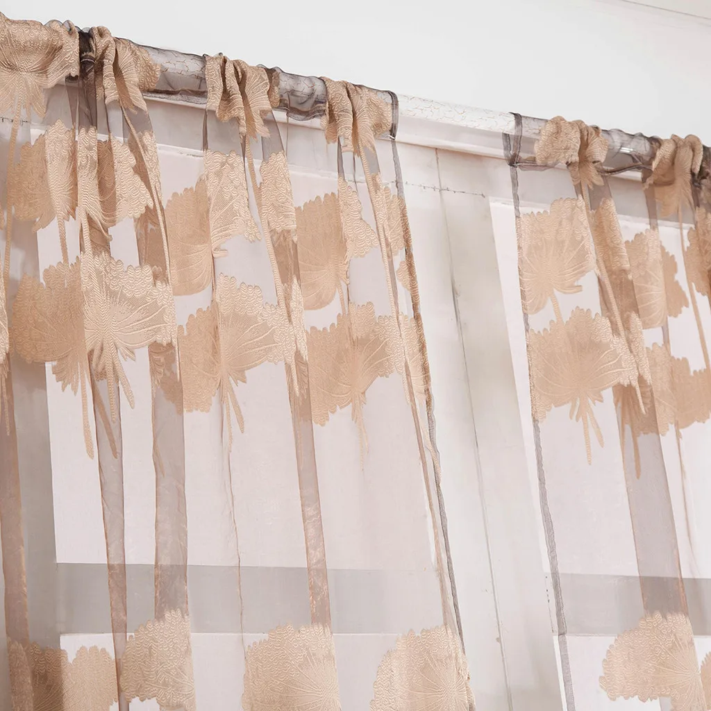 1 шт. тюлевые занавески с листьями виноградной лозы для дверей и окон прозрачными