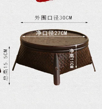 Diameter 27cm Тайский стиль ретро чайные наборы кунг-фу включают бамбуковые корзины с крышками для круглого Домашнего чайного стола чайная церемония и чайный стол - Цвет: Diameter 27cm