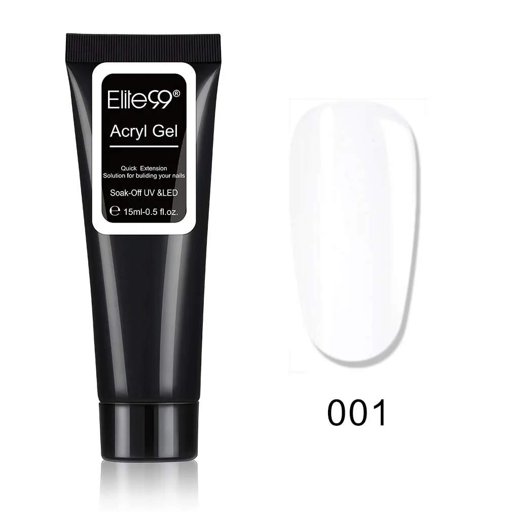 001 White Elite99 дизайн ногтей быстрое строительство ногтей расширение гель желе поли гель прозрачное волокно прозрачный гель лак использовать с гвоздь кисть Ручка - Цвет: 001 White