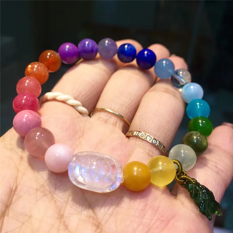 8mm Natural Rainbow Different Mixed Stone Coral Amber Rose Quartz Lapis Amazonite Charoite Beads Bracelet Jewelry Certificate | Украшения и
