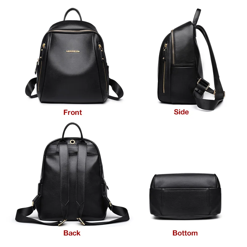 LAORENTOU Brand Women Backpack Large Capacity Lady Solid Bag School Bag for Teenage Large Capacity Multifunctional Bag