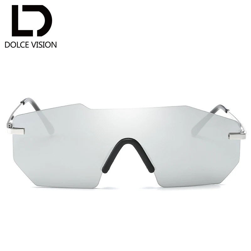 Модные трендовые роскошные солнцезащитные очки без оправы для женщин зеркальные