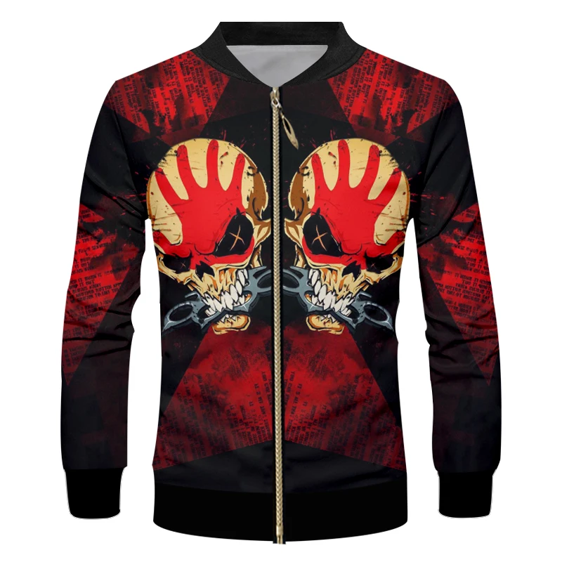 Куртка UJWI мужская на молнии в стиле панк-рок забавный свитшот с 3D-принтом черепа и