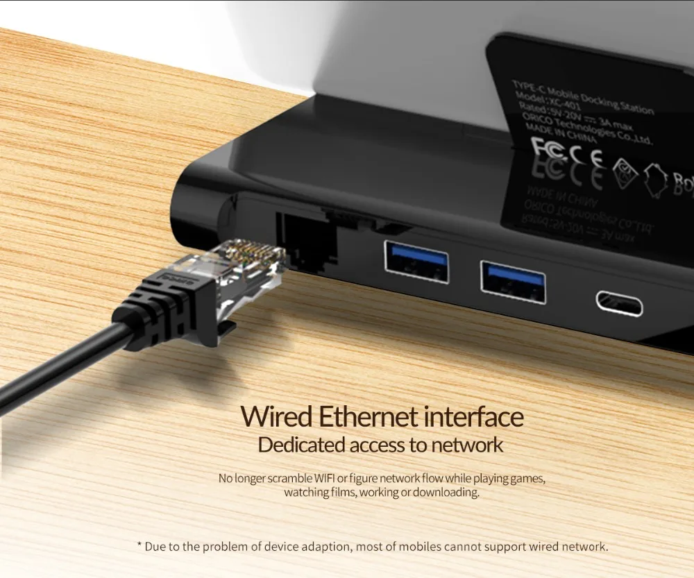 Док-станция ORICO type C с подставкой для телефона зарядное устройство USB C к HDMI RJ45 USB3.0 концентратор для MacBook samsung HUAWEI type C usb-хаб
