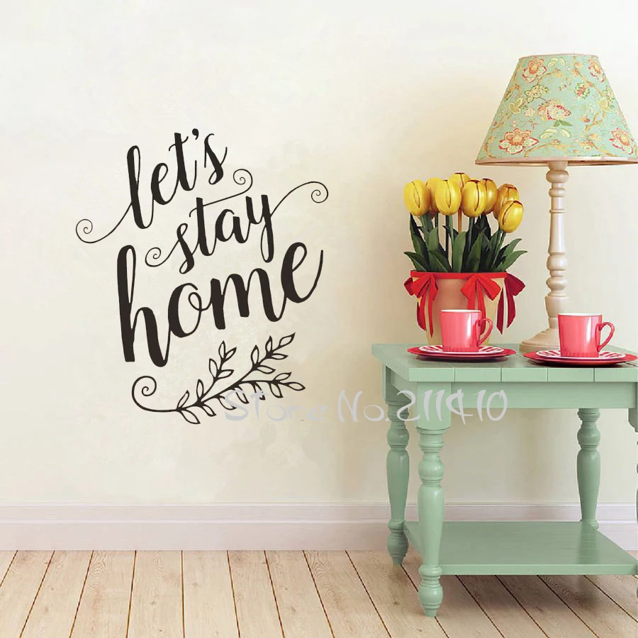 

Lets stay home wall decals quotes removable vinyl wall sticker home decor living room houses rules wall art mural A705