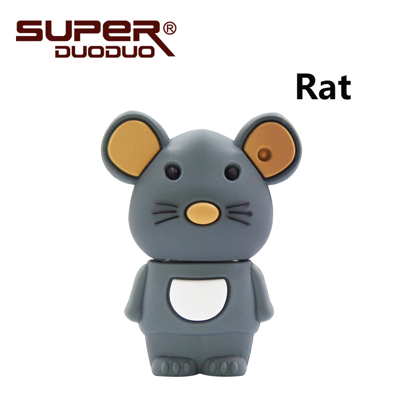 rat 12 символических животных собаки обезьяны USB флэш-накопитель кролик карта памяти серый кролик 2 ГБ 4 ГБ Флешка 8 Гб 16 г мультфильм U диск - Цвет: rat