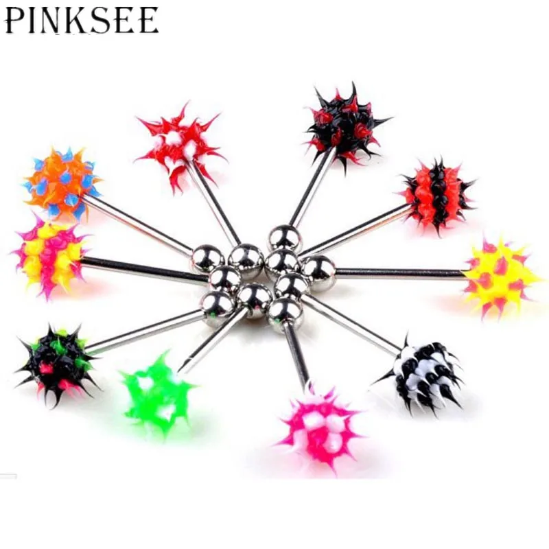 PINKSEE 10 шт. хирургическая Сталь для сосков и языка кольцо Ball Bar штанги ювелирное