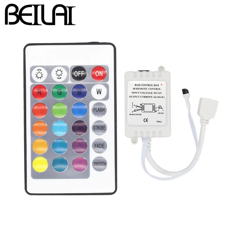 DC 12V 6A 24 клавиши ИК пульт дистанционного управления RGB светодиодный диммер для SMD