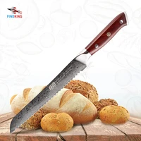 findking aus 10 damascus steel rosewood handle damascus knife 8 inch bread knife 67 layers kitchen knives for bread toast