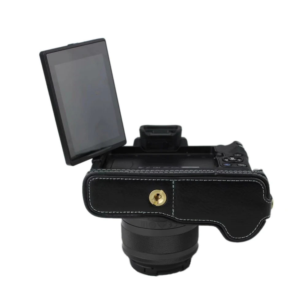 Получехол из искусственной кожи для Canon EOS M50 Digital SLR Camera коричневый черный