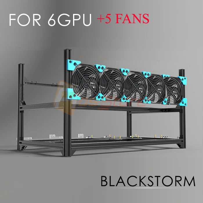 6 GPU 5 вентиляторов Miner добыча Rig Алюминий стекируемые открытым горного воздуха