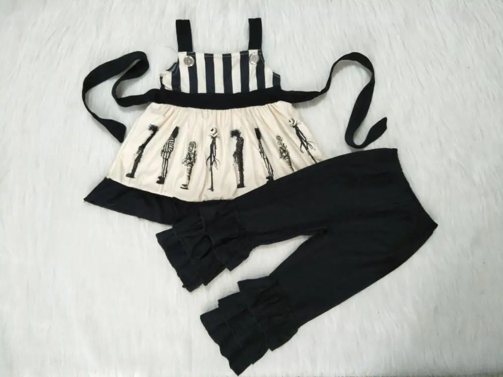 

hot selling Halloween style baby girl dress clothes and pure black pant suits
