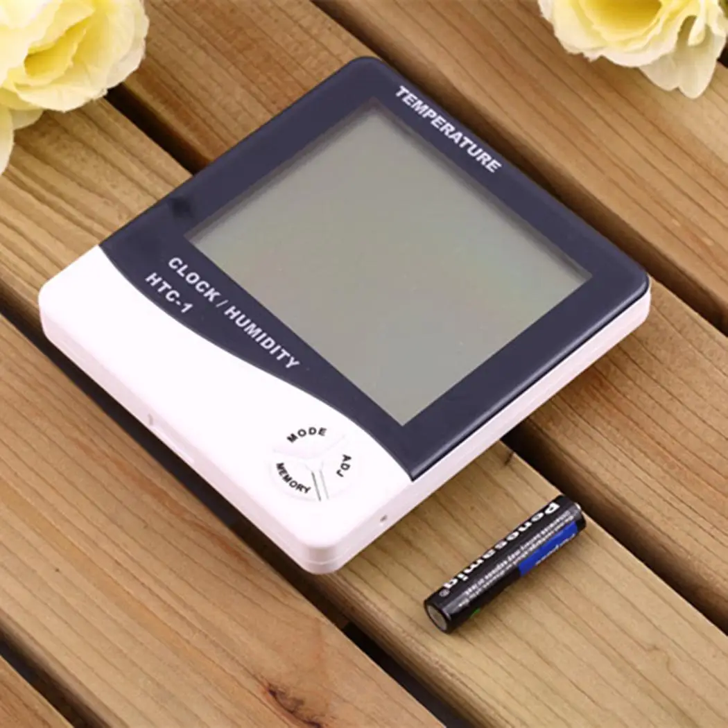 Square Large Screen Digital Thermometer Hygrometer AAA 1.5V With Alarm 5%RH 1% Clock Multifunction in one. | Электроника