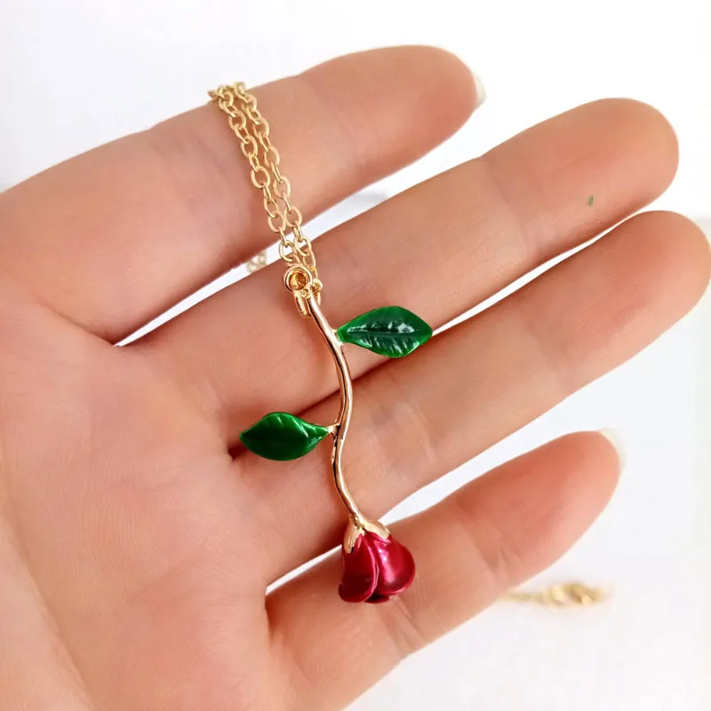 Ожерелье с подвеской в виде розы красного черного розового синего цветов|necklace